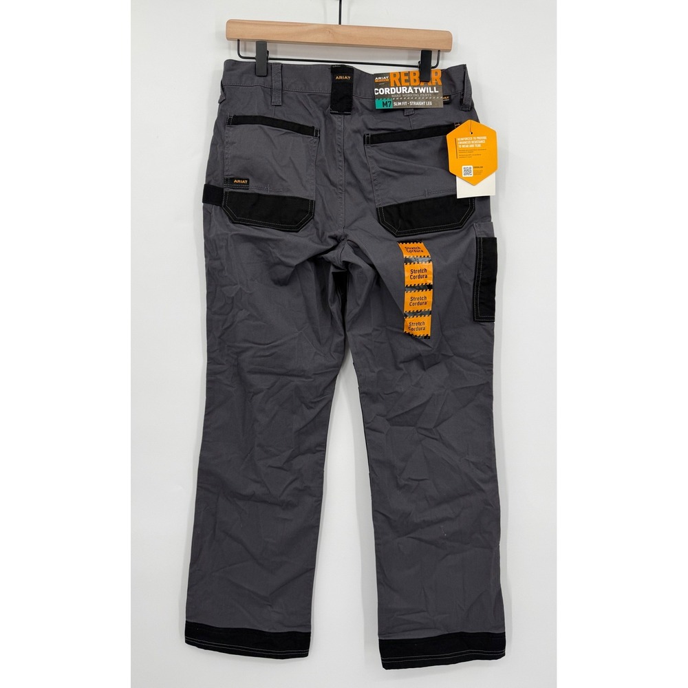 Ariat M7 Pants Mens 30x30 Gray Rebar Cordura Twill Cargo Slim Straight NEW